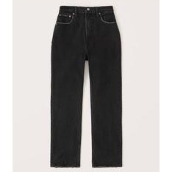 Abercrombie Curve Love Ultra High Rise Ankle Straight Jean black wash, size 24 - Picture 1 of 6